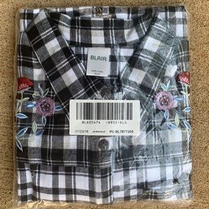 NWT Blair Multi Flannel Embroidered Shirt Shacket LARGE